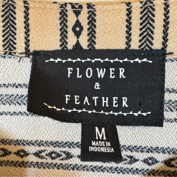 Southwestern Inspired Beige and Black Striped Short Sleeve Top - Picture 2 of 5